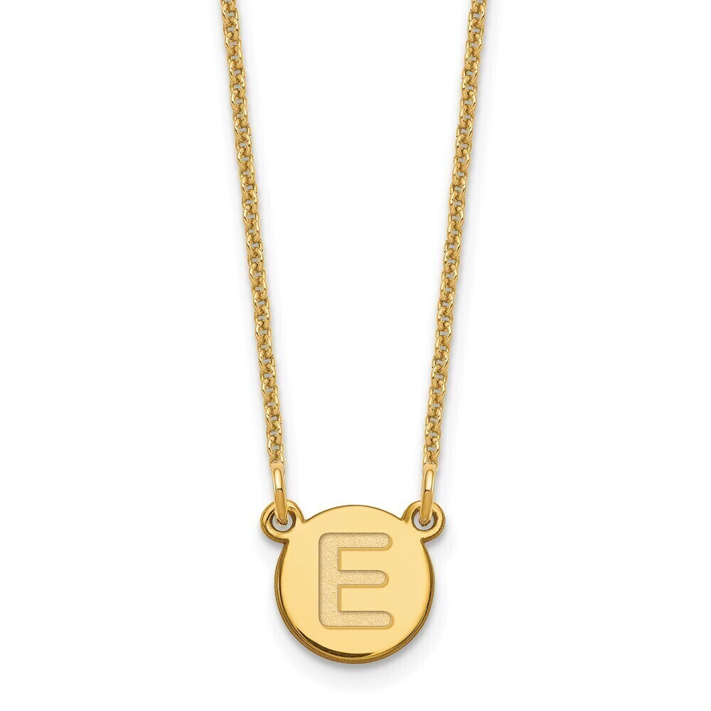 Kazi Luxury 14KY Tiny Circle Block Letter E Initial Necklace